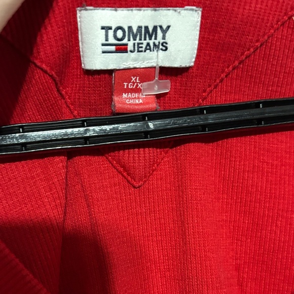 Tommy Hilfiger Red V-Neck Long Sleeve Shirt - Picture 3 of 5